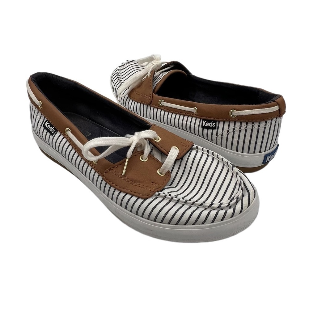 Keds Charter Breton Blue White Striped Boat Shoes Size 7 Women's